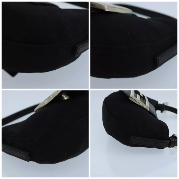 FENDI Mini Croissant Hand Bag Nylon Black Silver Auth - Picture 14 of 15